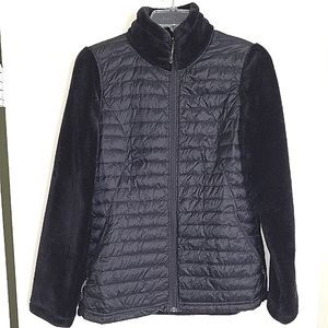 32 Heat women's black full zip quilted front and faux fur jacket size S